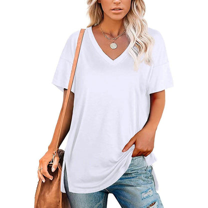 Women's V Neck T Shirts Basic Short Sleeve Tees Tops DailySale