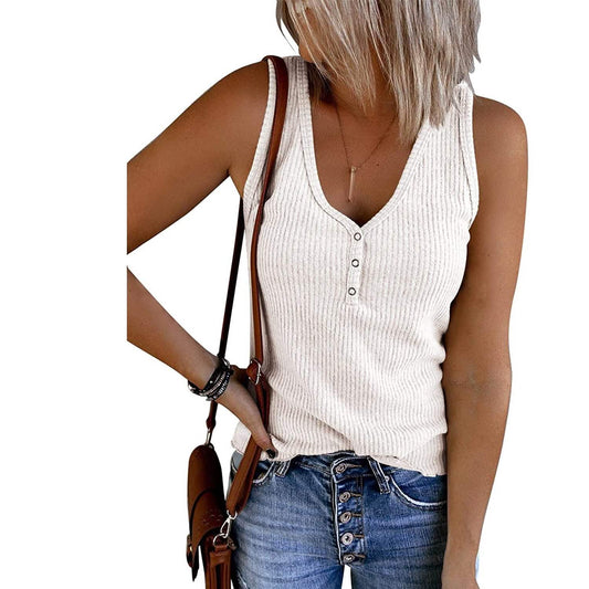 Womens V Neck Tank Tops Summer Ribbed Sleeveless DailySale