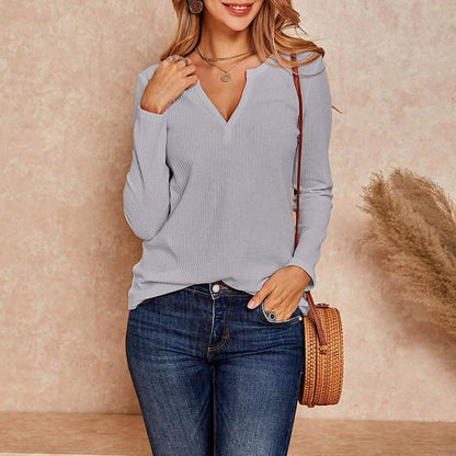 Women's V Neck Waffle Knit Henley Tops DailySale