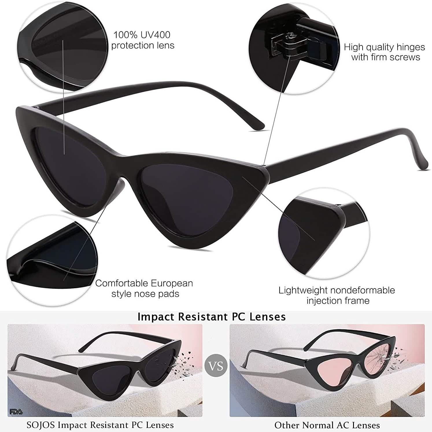 Women's Vintage Narrow Cat Eye Sunglasses DailySale