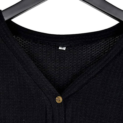 Womens Waffle Knit Tunic Blouse Tie Knot Henley Tops DailySale