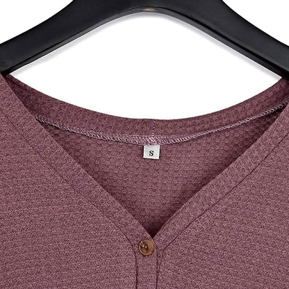 Womens Waffle Knit Tunic Blouse Tie Knot Henley Tops DailySale