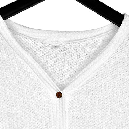 Womens Waffle Knit Tunic Blouse Tie Knot Henley Tops DailySale