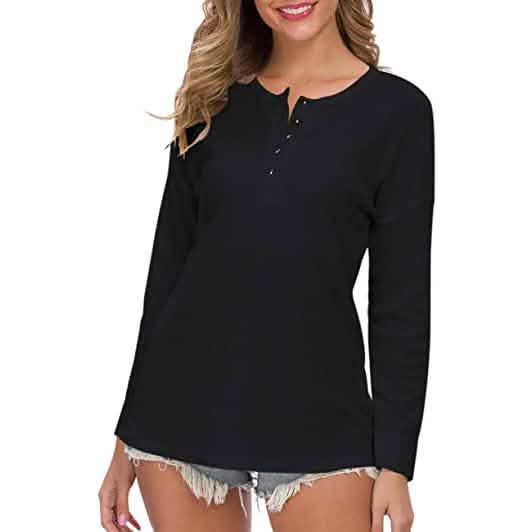 Women's Waffle Knit Tunic Tops Loose Long Sleeve DailySale