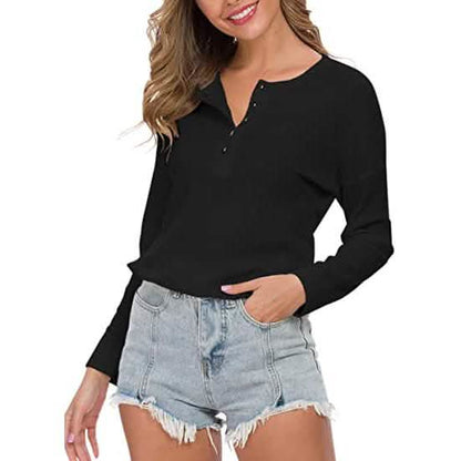 Women's Waffle Knit Tunic Tops Loose Long Sleeve DailySale