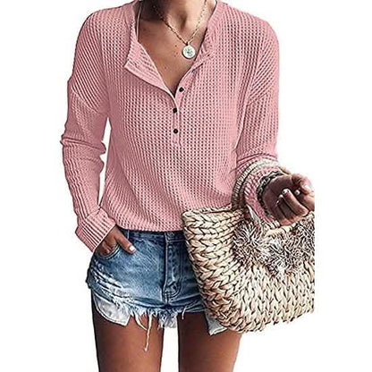 Women's Waffle Knit Tunic Tops Loose Long Sleeve DailySale