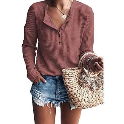 Women's Waffle Knit Tunic Tops Loose Long Sleeve DailySale