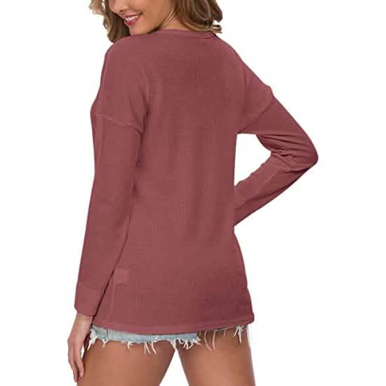 Women's Waffle Knit Tunic Tops Loose Long Sleeve DailySale