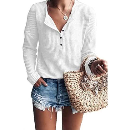 Women's Waffle Knit Tunic Tops Loose Long Sleeve DailySale