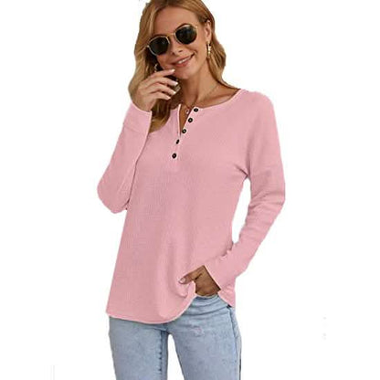 Women's Waffle Knit Tunic Tops Loose Long Sleeve DailySale