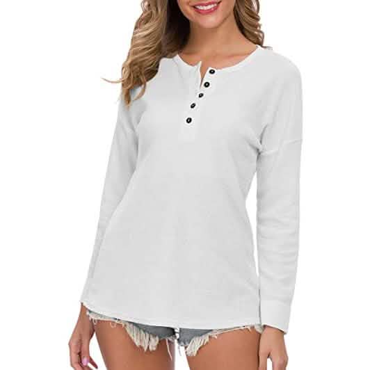 Women's Waffle Knit Tunic Tops Loose Long Sleeve DailySale