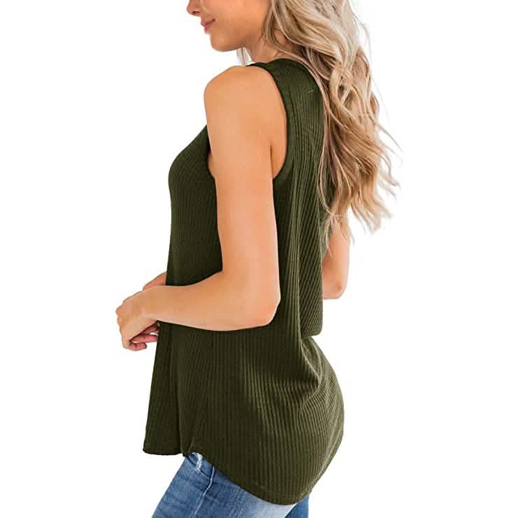 Women's Waffle Knit V Neck Tank Top DailySale
