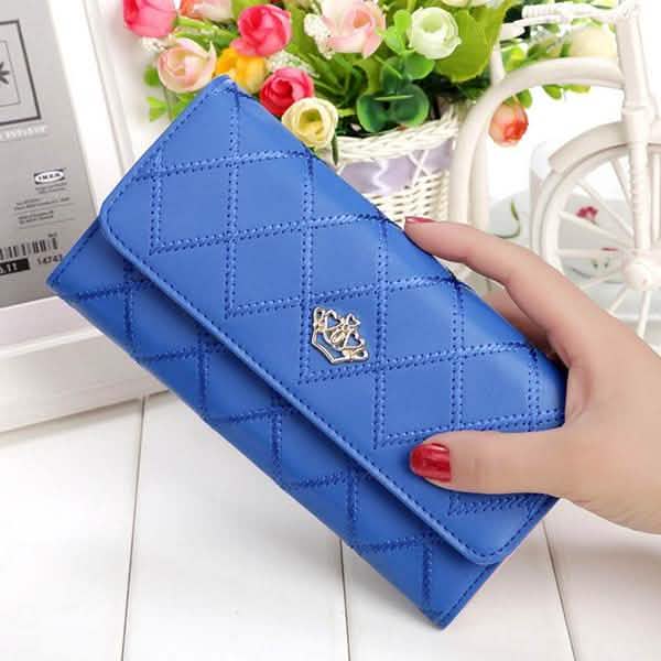 Womens Wallets Purses Plaid PU Leather Long Wallet Hasp Phone Bag DailySale