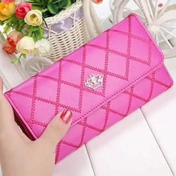 Womens Wallets Purses Plaid PU Leather Long Wallet Hasp Phone Bag DailySale