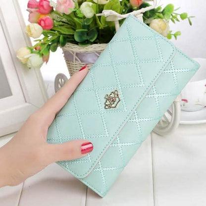 Womens Wallets Purses Plaid PU Leather Long Wallet Hasp Phone Bag DailySale