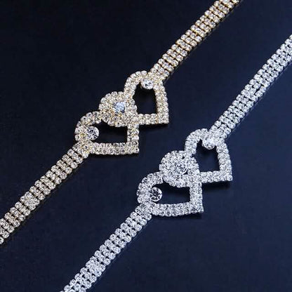 Women's White Ankle Bracelet Chandelier Heart DailySale