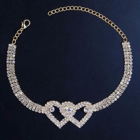 Women's White Ankle Bracelet Chandelier Heart DailySale