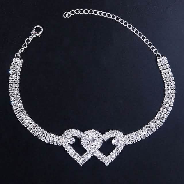 Women's White Ankle Bracelet Chandelier Heart DailySale