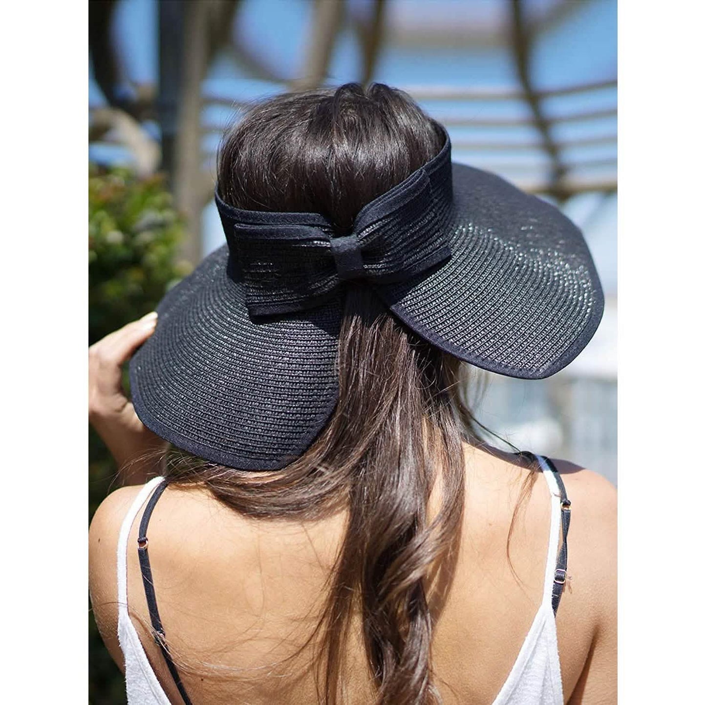 Women's Wide Brim Roll-up Straw Sun Hat Sun Visor DailySale
