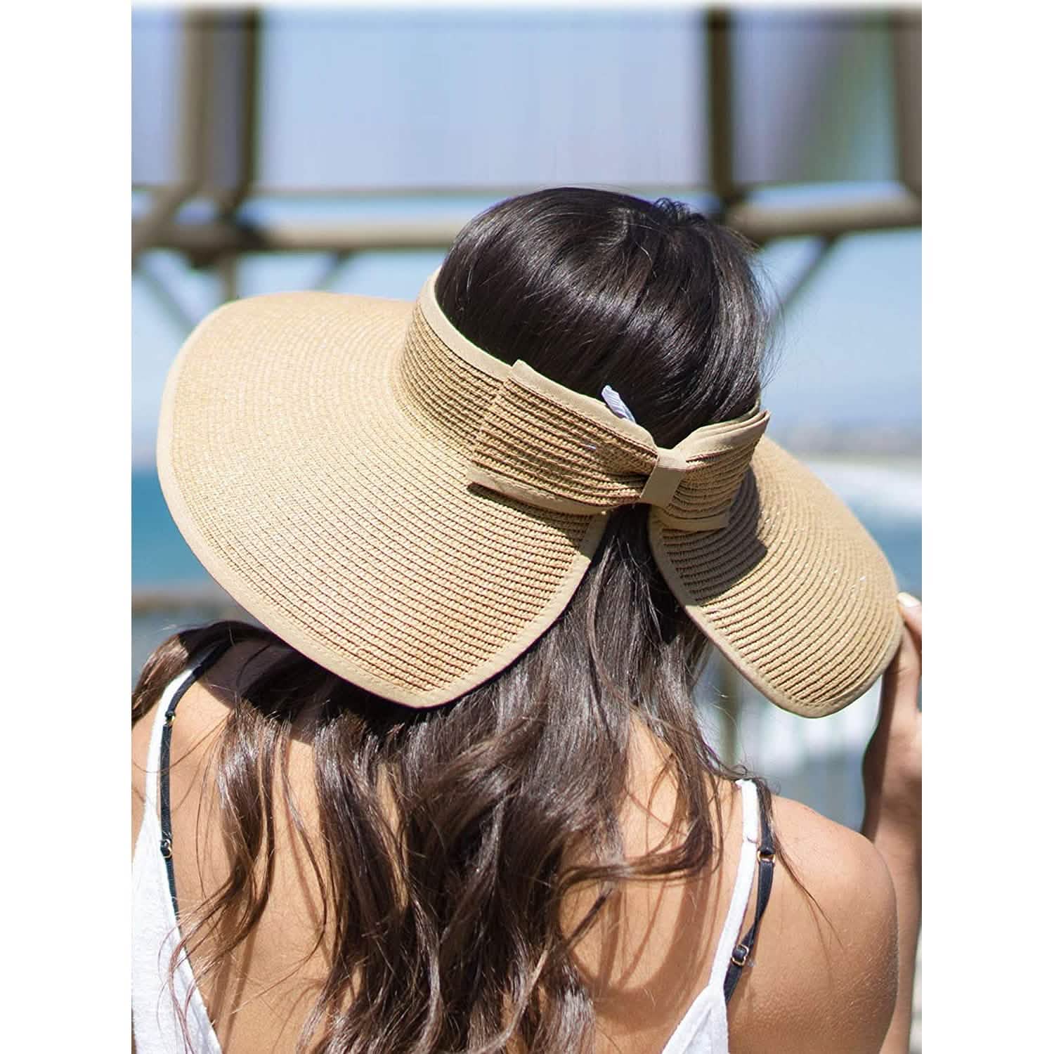 Women's Wide Brim Roll-up Straw Sun Hat Sun Visor DailySale