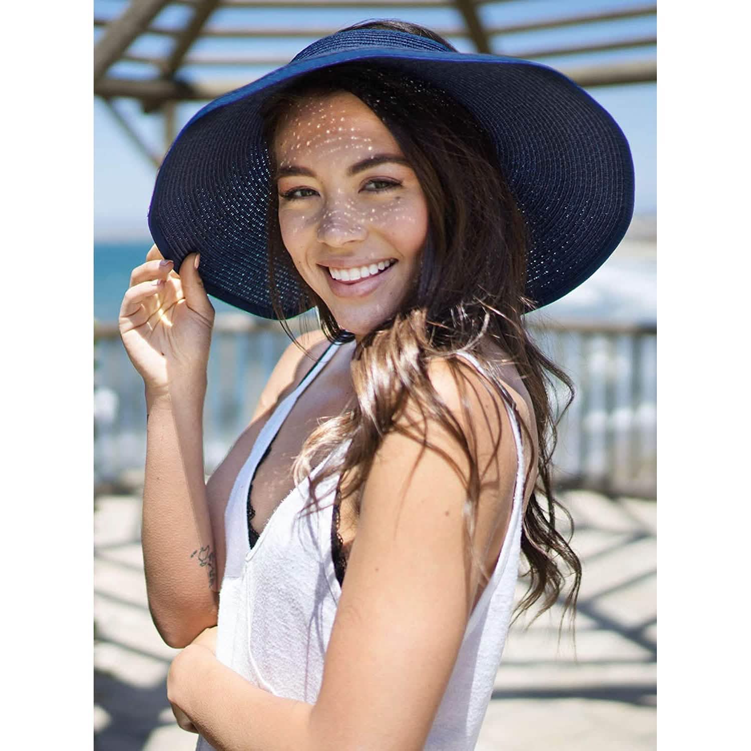 Women's Wide Brim Roll-up Straw Sun Hat Sun Visor DailySale