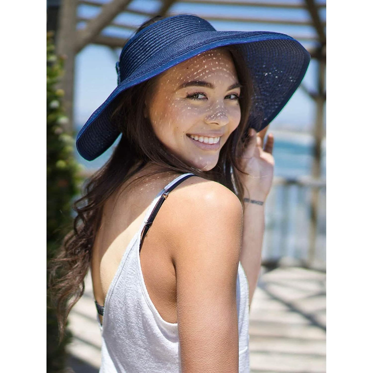 Women's Wide Brim Roll-up Straw Sun Hat Sun Visor DailySale