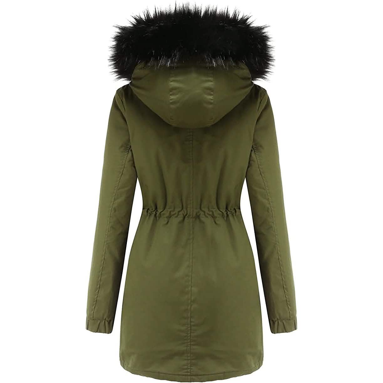 Women's Winter Coat Warm Thick Black Fleece Lined Wide Furry Hood Parka DailySale