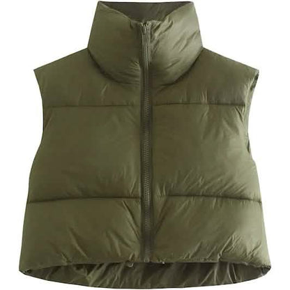 Women's Winter Crop Vest Lightweight Sleeveless Warm Outerwear Puffer Vest Padded Gilet DailySale