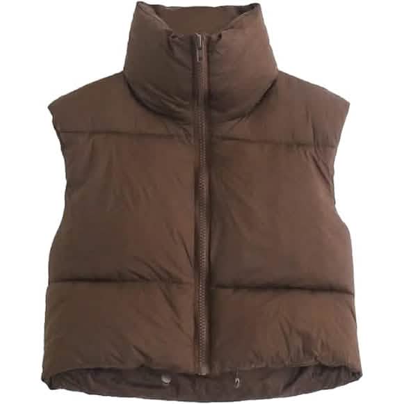 Women's Winter Crop Vest Lightweight Sleeveless Warm Outerwear Puffer Vest Padded Gilet DailySale