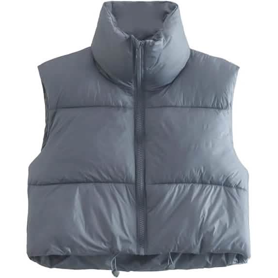 Women's Winter Crop Vest Lightweight Sleeveless Warm Outerwear Puffer Vest Padded Gilet DailySale