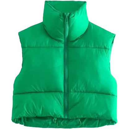 Women's Winter Crop Vest Lightweight Sleeveless Warm Outerwear Puffer Vest Padded Gilet DailySale