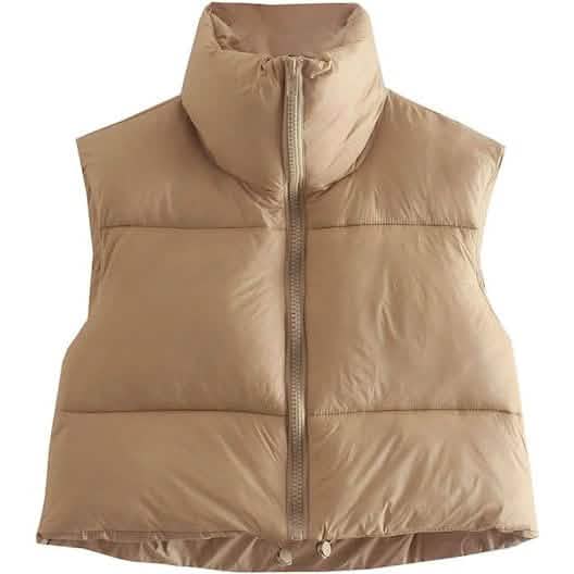 Women's Winter Crop Vest Lightweight Sleeveless Warm Outerwear Puffer Vest Padded Gilet DailySale