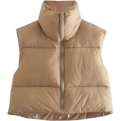 Women's Winter Crop Vest Lightweight Sleeveless Warm Outerwear Puffer Vest Padded Gilet DailySale