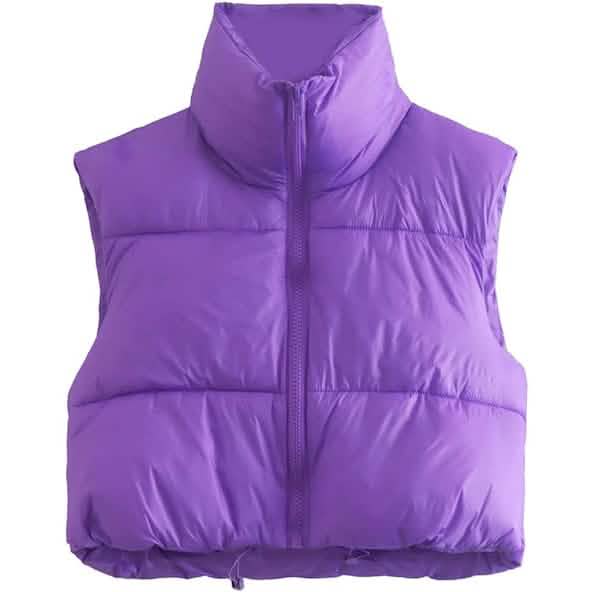 Women's Winter Crop Vest Lightweight Sleeveless Warm Outerwear Puffer Vest Padded Gilet DailySale