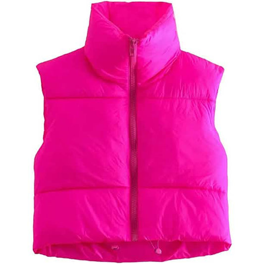 Women's Winter Crop Vest Lightweight Sleeveless Warm Outerwear Puffer Vest Padded Gilet DailySale