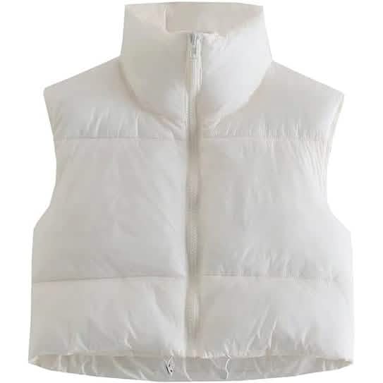 Women's Winter Crop Vest Lightweight Sleeveless Warm Outerwear Puffer Vest Padded Gilet DailySale