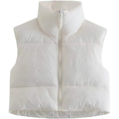 Women's Winter Crop Vest Lightweight Sleeveless Warm Outerwear Puffer Vest Padded Gilet DailySale