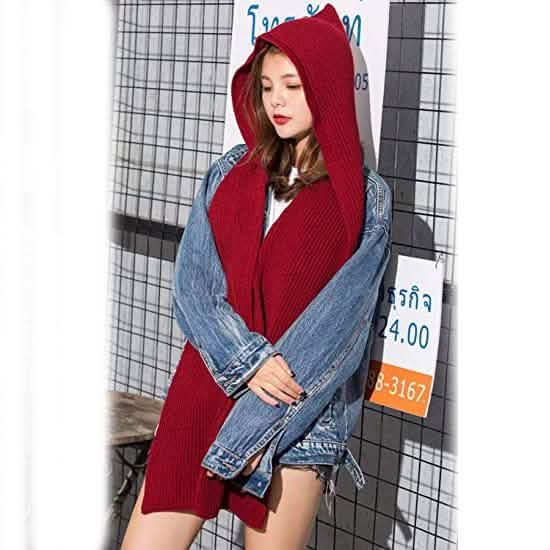Women's Winter Knitted Hooded Long Scarf DailySale