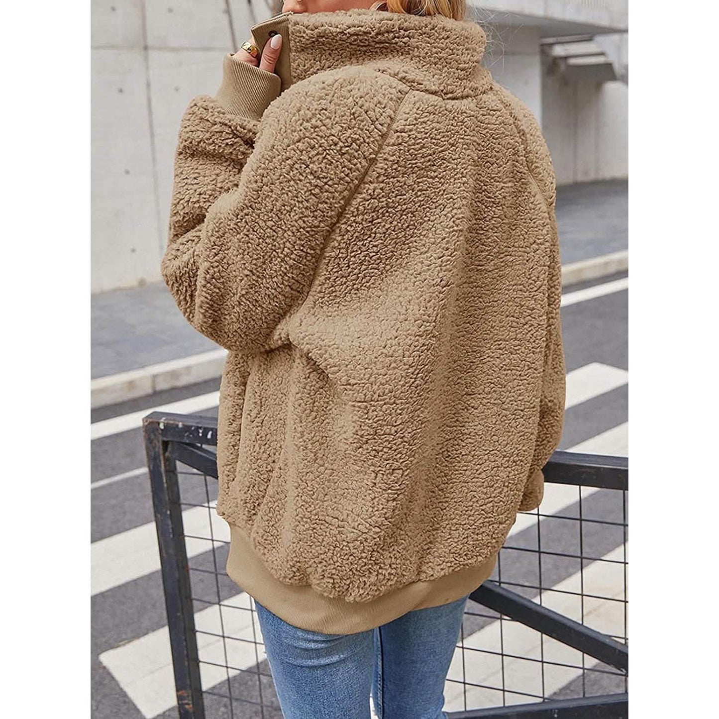 Womens Winter Sherpa Fleece Button Jacket Coat DailySale