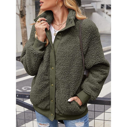 Womens Winter Sherpa Fleece Button Jacket Coat DailySale