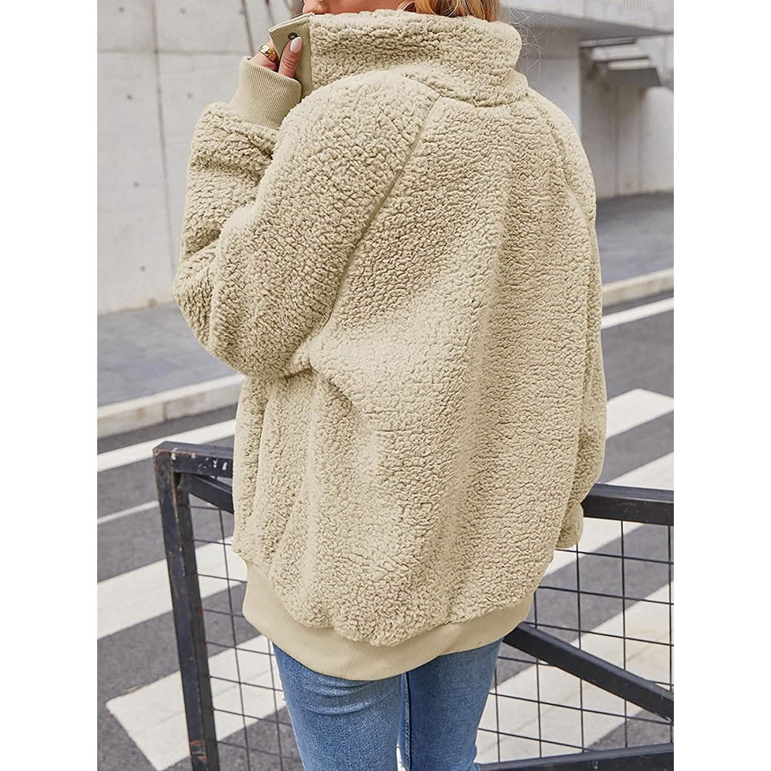 Womens Winter Sherpa Fleece Button Jacket Coat DailySale