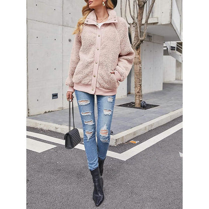 Womens Winter Sherpa Fleece Button Jacket Coat DailySale