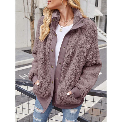 Womens Winter Sherpa Fleece Button Jacket Coat DailySale