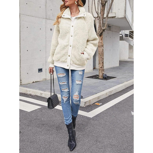 Womens Winter Sherpa Fleece Button Jacket Coat DailySale