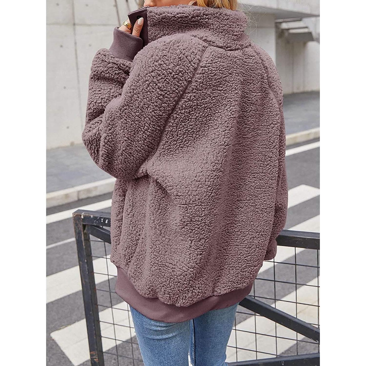 Womens Winter Sherpa Fleece Button Jacket Coat DailySale
