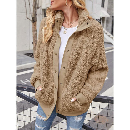 Womens Winter Sherpa Fleece Button Jacket Coat DailySale