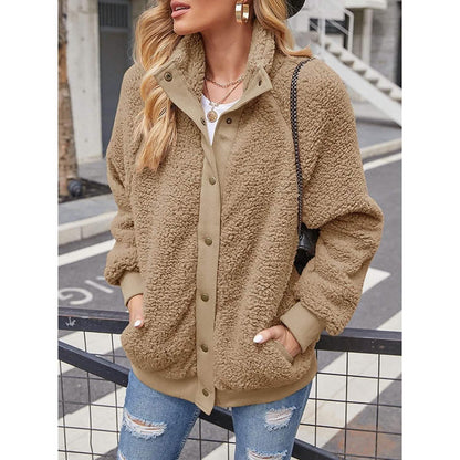 Womens Winter Sherpa Fleece Button Jacket Coat DailySale