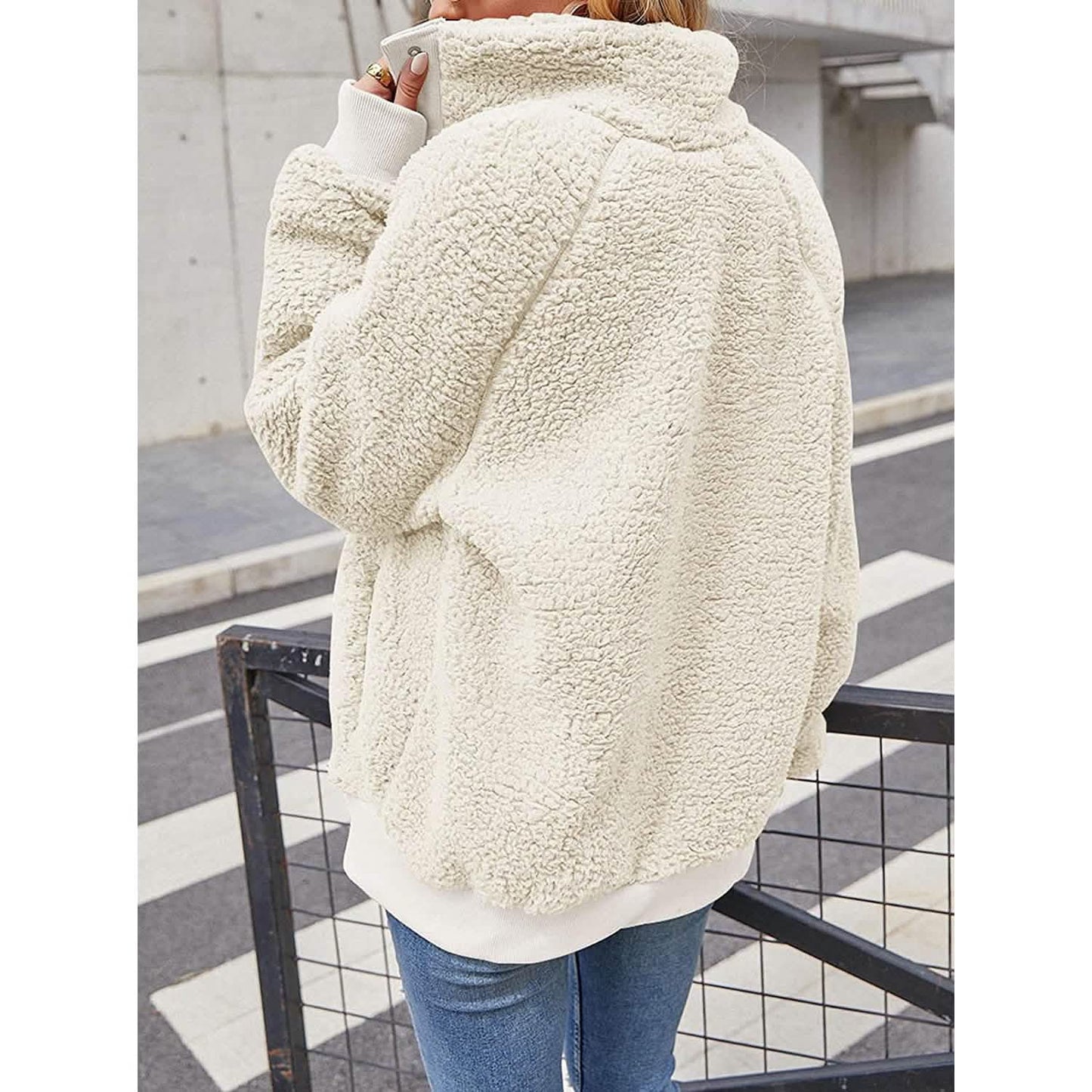 Womens Winter Sherpa Fleece Button Jacket Coat DailySale