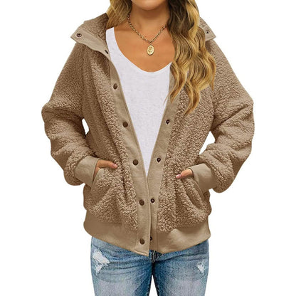 Womens Winter Sherpa Fleece Button Jacket Coat DailySale