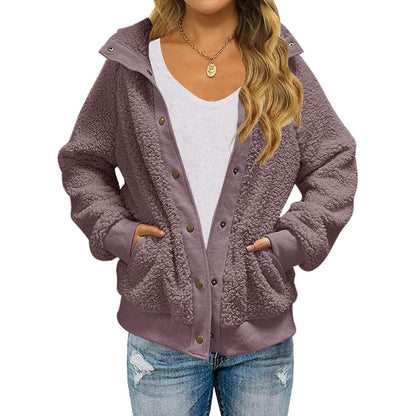Womens Winter Sherpa Fleece Button Jacket Coat DailySale